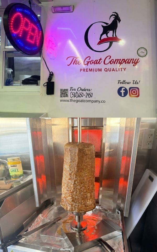 Chicken doner slowly rotating on the spit