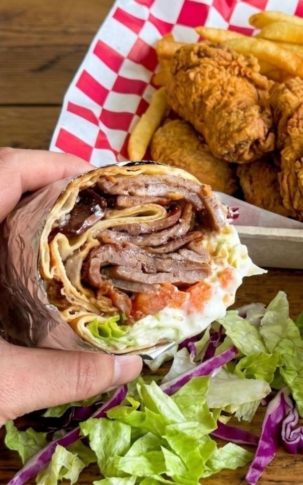 Freshly wrapped doner wrap